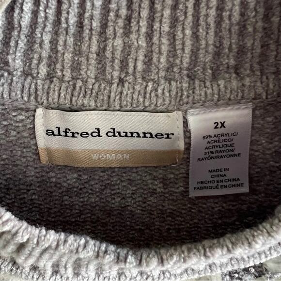 Alfred Dunner Gray Neutral Cream Color Block Sweater Size 2X - Picture 4 of 7